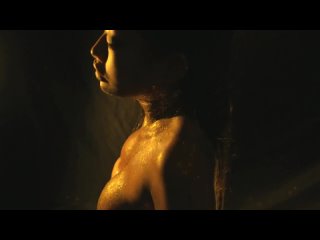 sexy naked asian girl in gold sequins (erotica, sex, beautiful girl, naughty model, striptease)